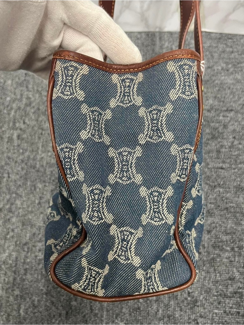 Celine blue denim macadam canvas small tote bag - Picture 2 of 9